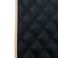Black Stitched Leather Floor Mats with Logo for Maserati GranTurismo Sportline (2009-2019) | Beige Trim - AutoWin