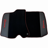 Black Floor Mats for Ferrari Roma (2021-2027) with Leather - Red logo