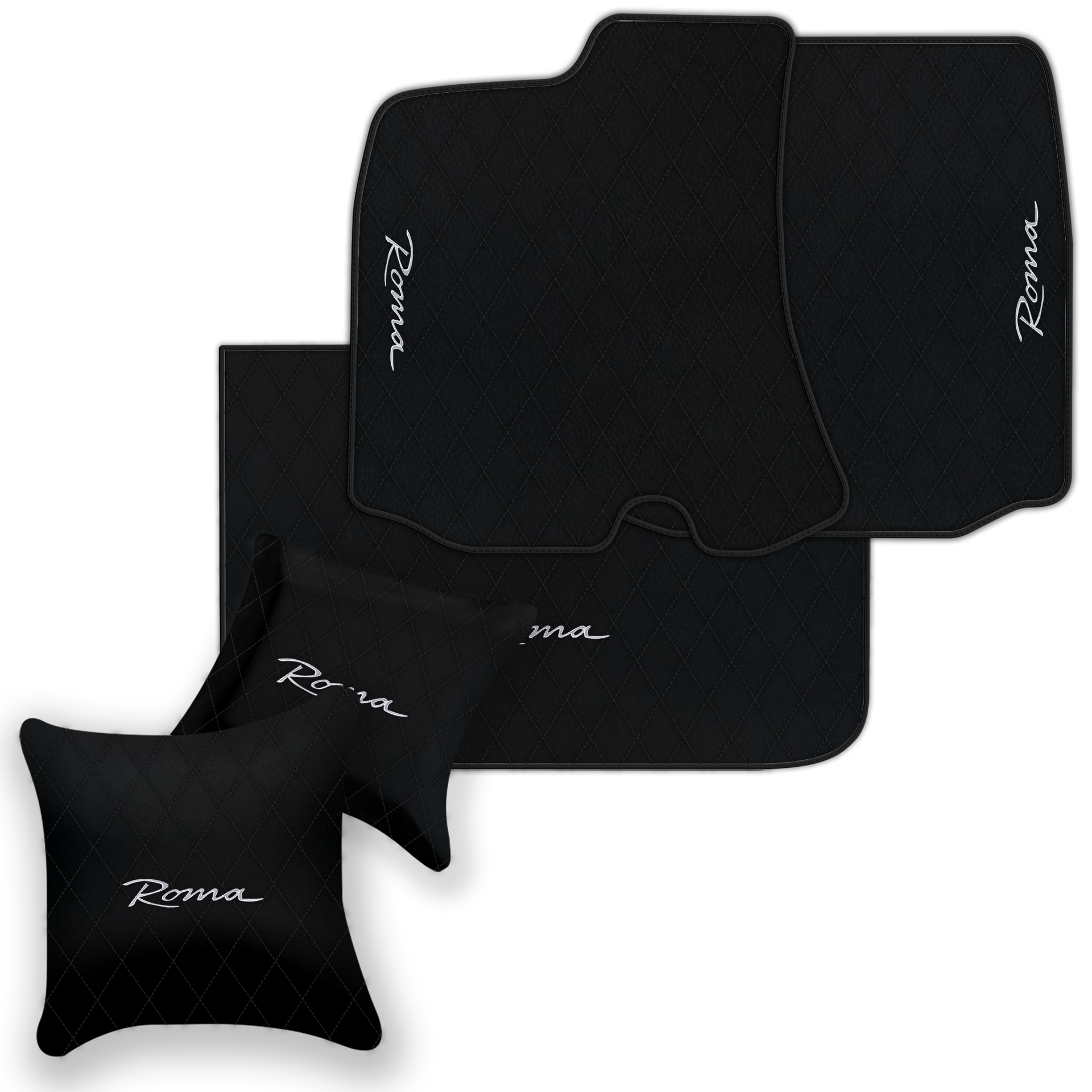 Premium Black Leather Floor Mats for Ferrari Portofino (2018-2023)