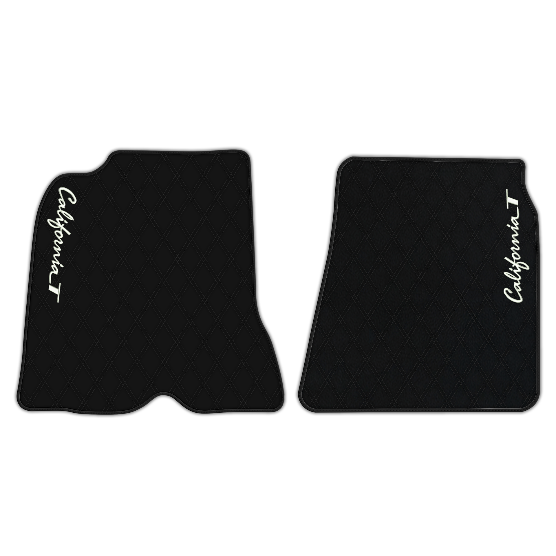 Black Leather Floor Mats for Ferrari California T (2015-2018) with Double Diamond Pattern | Full Set Option - AutoWin
