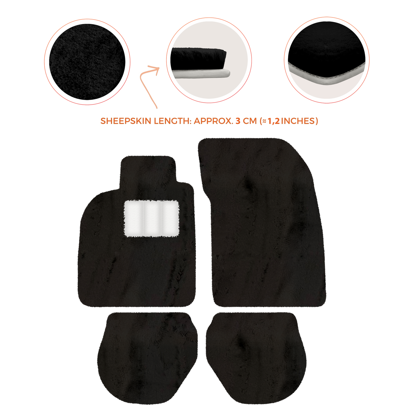 Sheepskin Floor Mats for Porsche 911-993 (1993-1998) - Sheepskin Length, Various Color Options