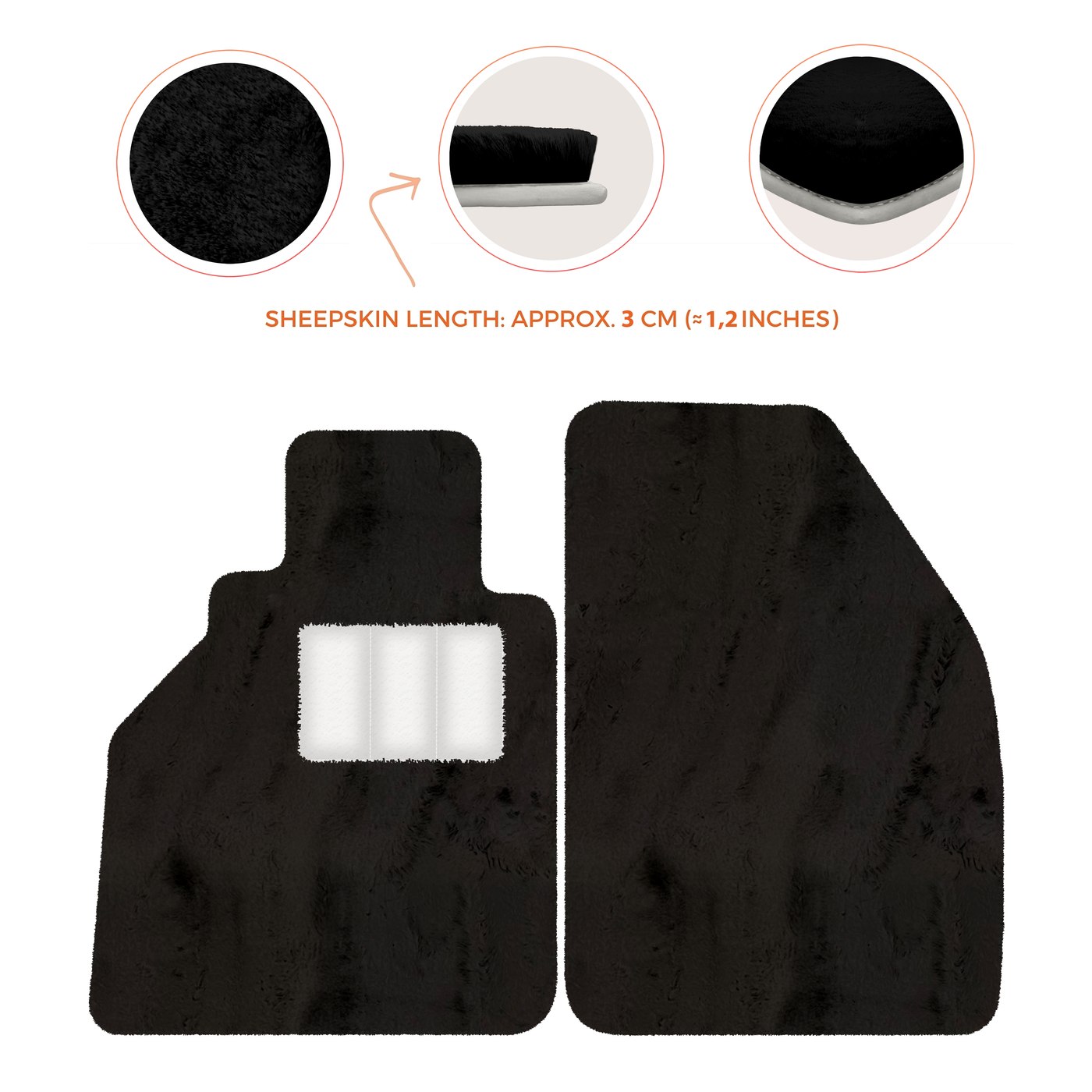 Sheepskin Floor Mats for Porsche 986 Boxster (1996-2004) - Sheepskin Length, Various Color Options