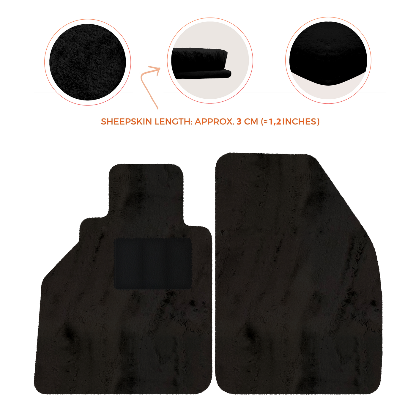 Sheepskin Floor Mats for Porsche 986 Boxster (1996-2004) - Sheepskin Length, Various Color Options
