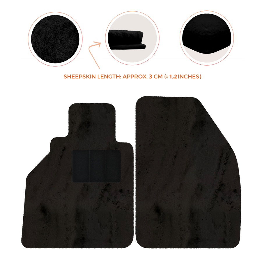 Sheepskin Floor Mats for Porsche 986 Boxster (1996-2004) - Sheepskin Length, Various Color Options