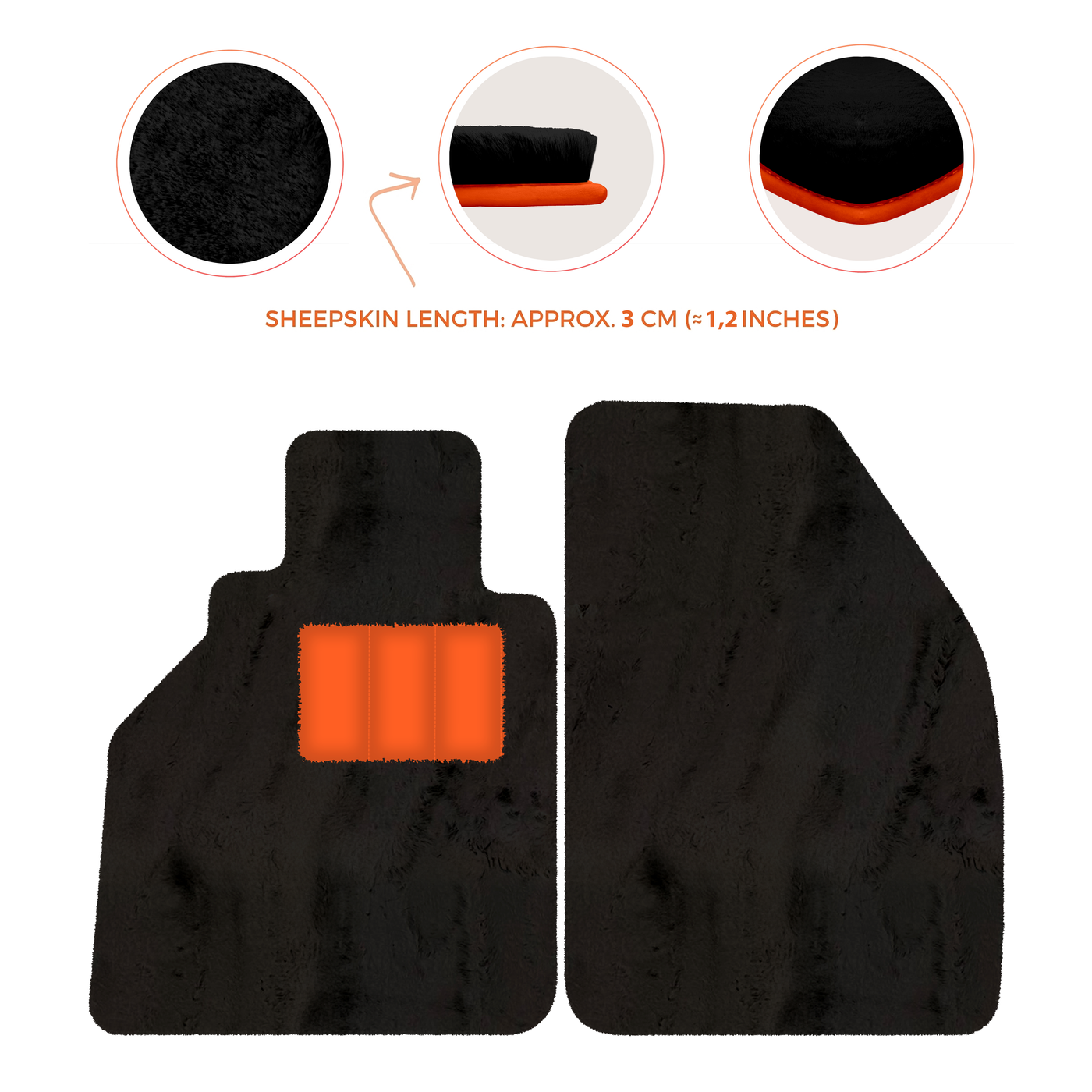 Sheepskin Floor Mats for Porsche 986 Boxster (1996-2004) - Sheepskin Length, Various Color Options