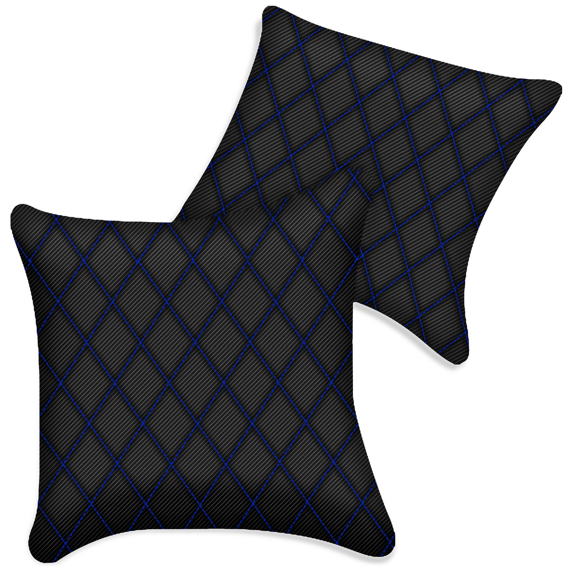 Customizable Black Carbon Fiber Pillows Set of 2 for All Vehicles | Single Diamond Pattern