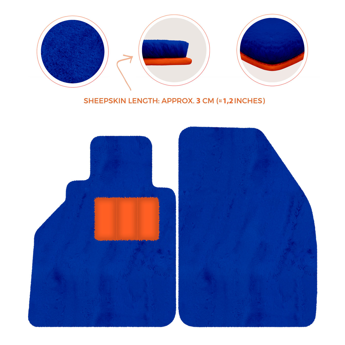 Sheepskin Floor Mats for Porsche 986 Boxster (1996-2004) - Sheepskin Length, Various Color Options