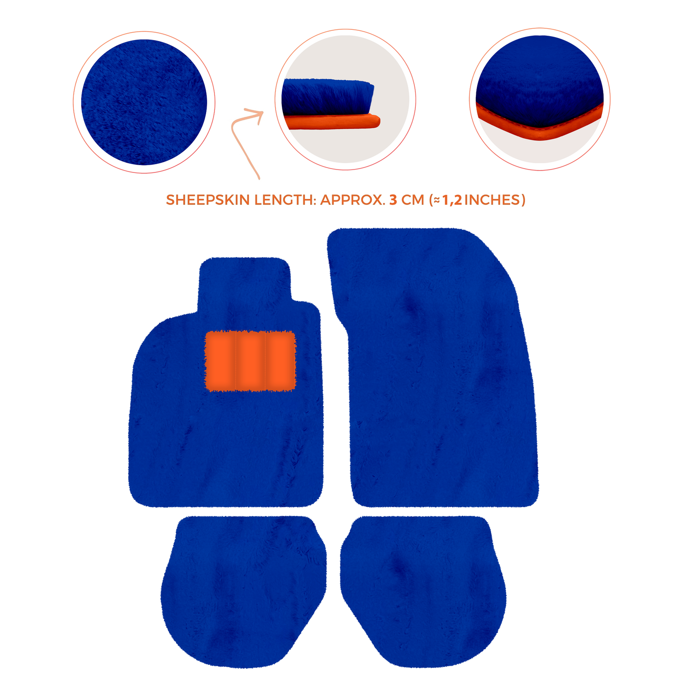 Sheepskin Floor Mats for Porsche 911-993 (1993-1998) - Sheepskin Length, Various Color Options