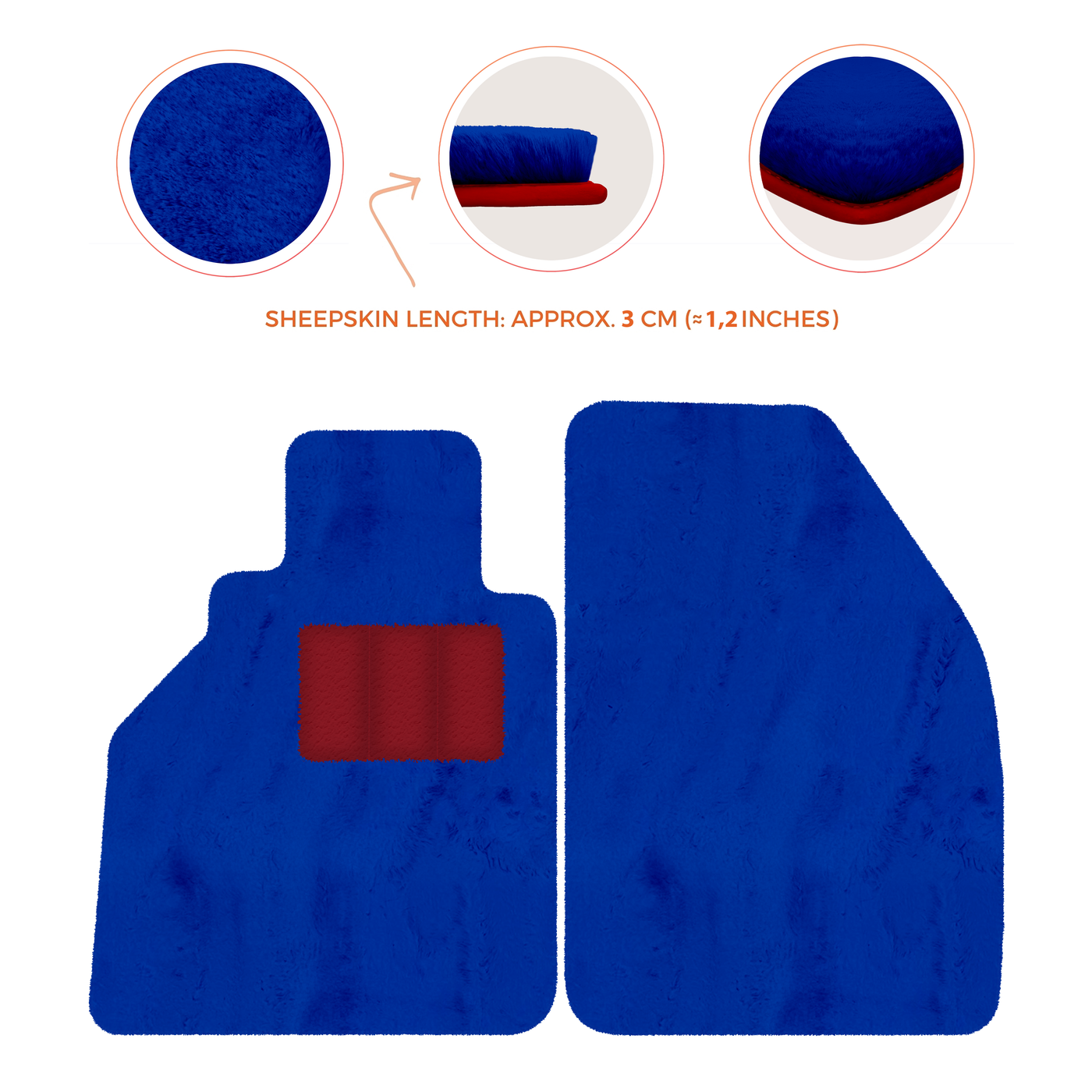Sheepskin Floor Mats for Porsche 986 Boxster (1996-2004) - Sheepskin Length, Various Color Options