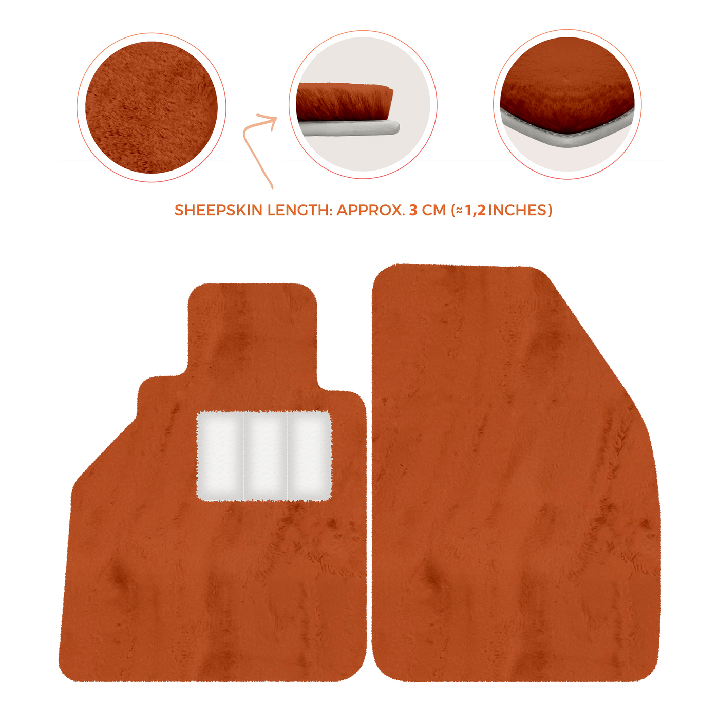 Sheepskin Floor Mats for Porsche 986 Boxster (1996-2004) - Sheepskin Length, Various Color Options