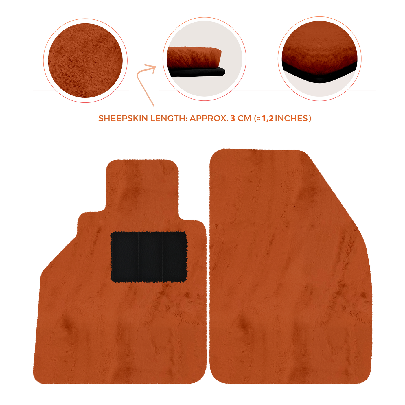Sheepskin Floor Mats for Porsche 986 Boxster (1996-2004) - Sheepskin Length, Various Color Options