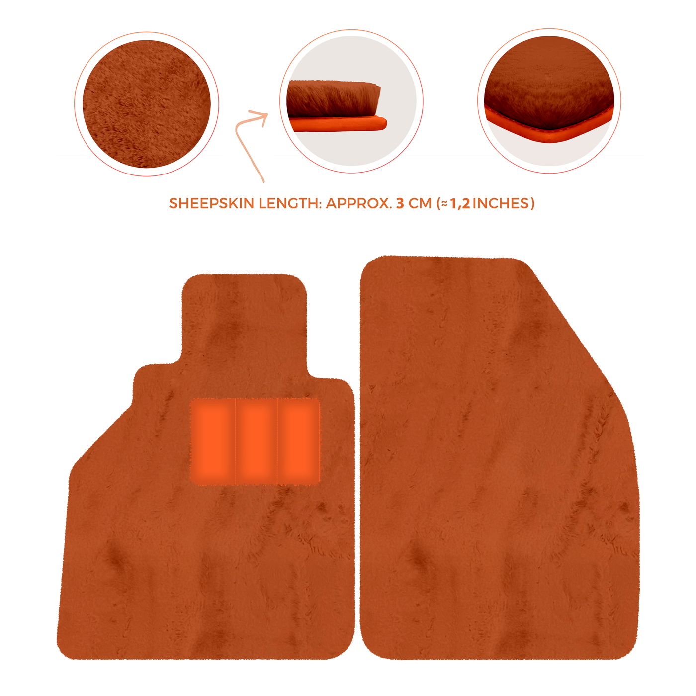 Sheepskin Floor Mats for Porsche 986 Boxster (1996-2004) - Sheepskin Length, Various Color Options