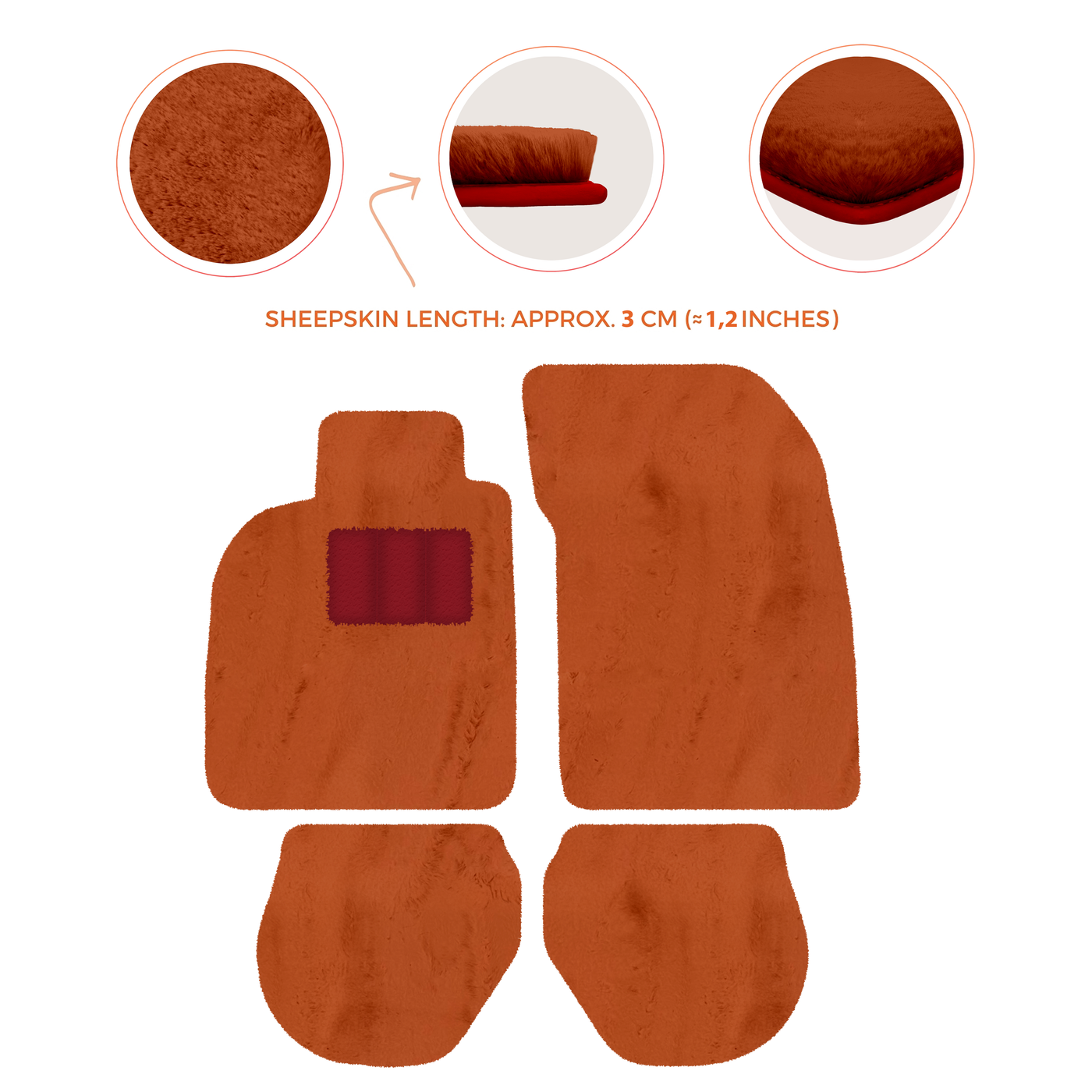 Sheepskin Floor Mats for Porsche 911-993 (1993-1998) - Sheepskin Length, Various Color Options