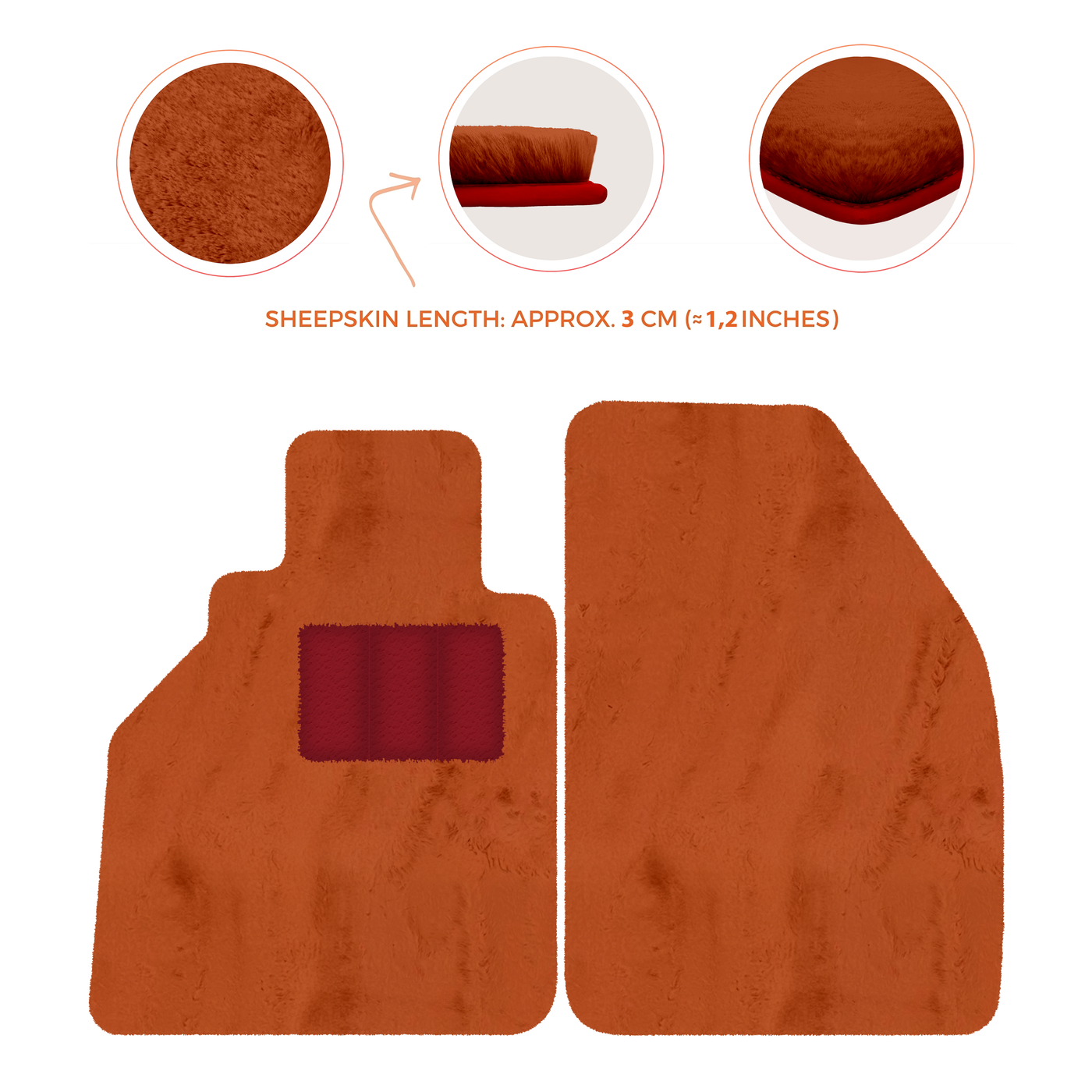 Sheepskin Floor Mats for Porsche 986 Boxster (1996-2004) - Sheepskin Length, Various Color Options
