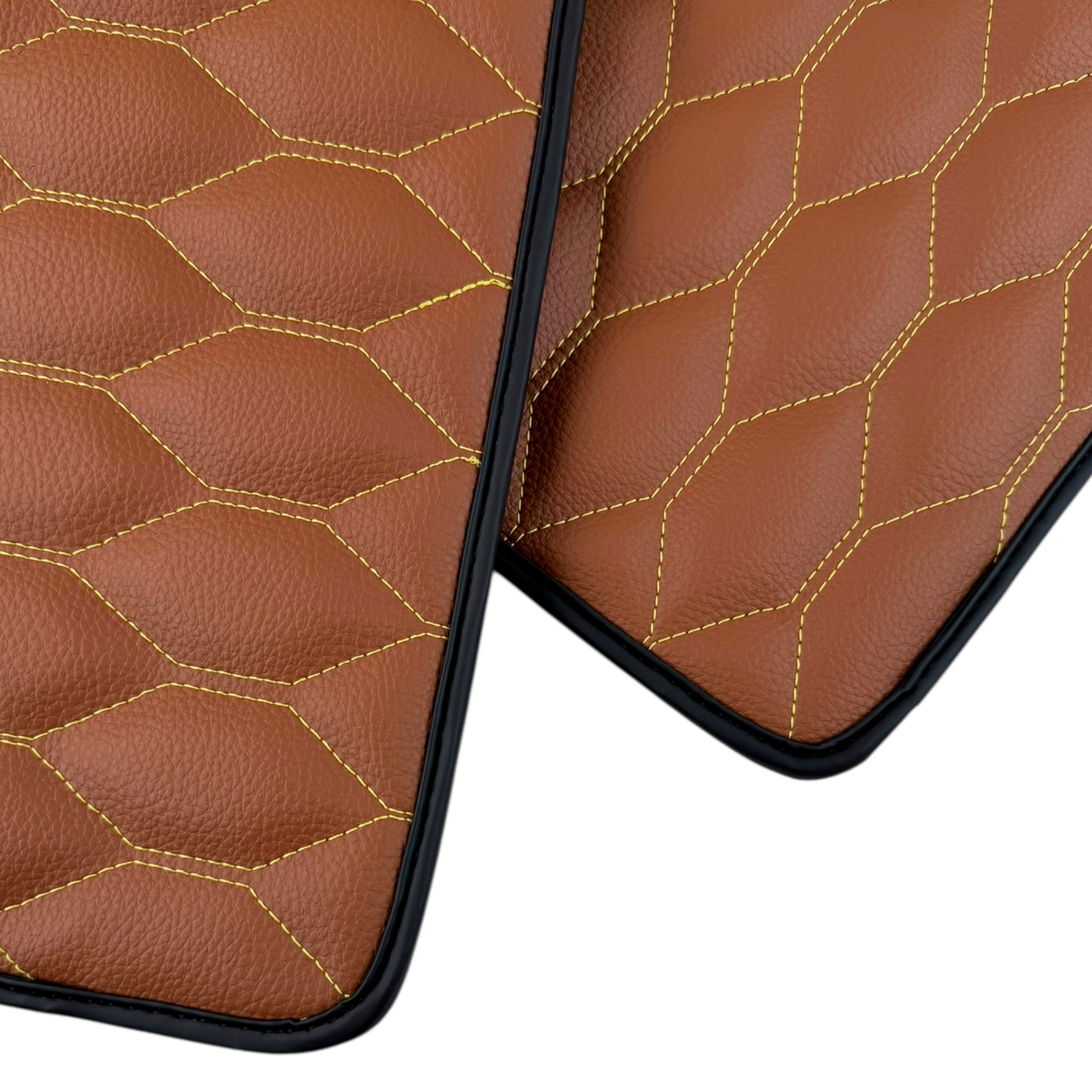 Brown Leather Viper Hex Pattern Floor Mats for Ferrari Purosangue (2023-2024) with Italian Flag