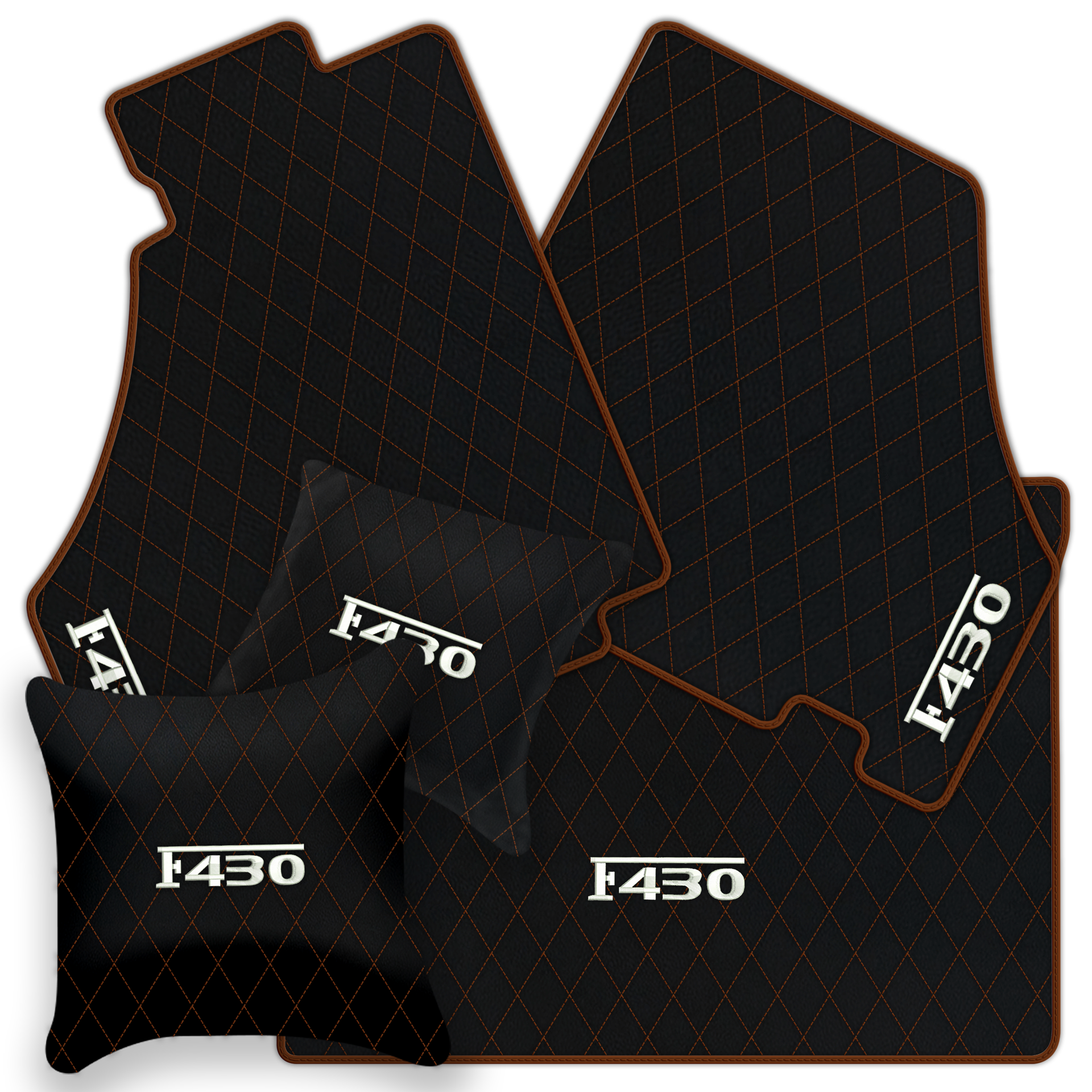 Luxury Black Leather Floor Mats for Ferrari F355 (1994-1999)