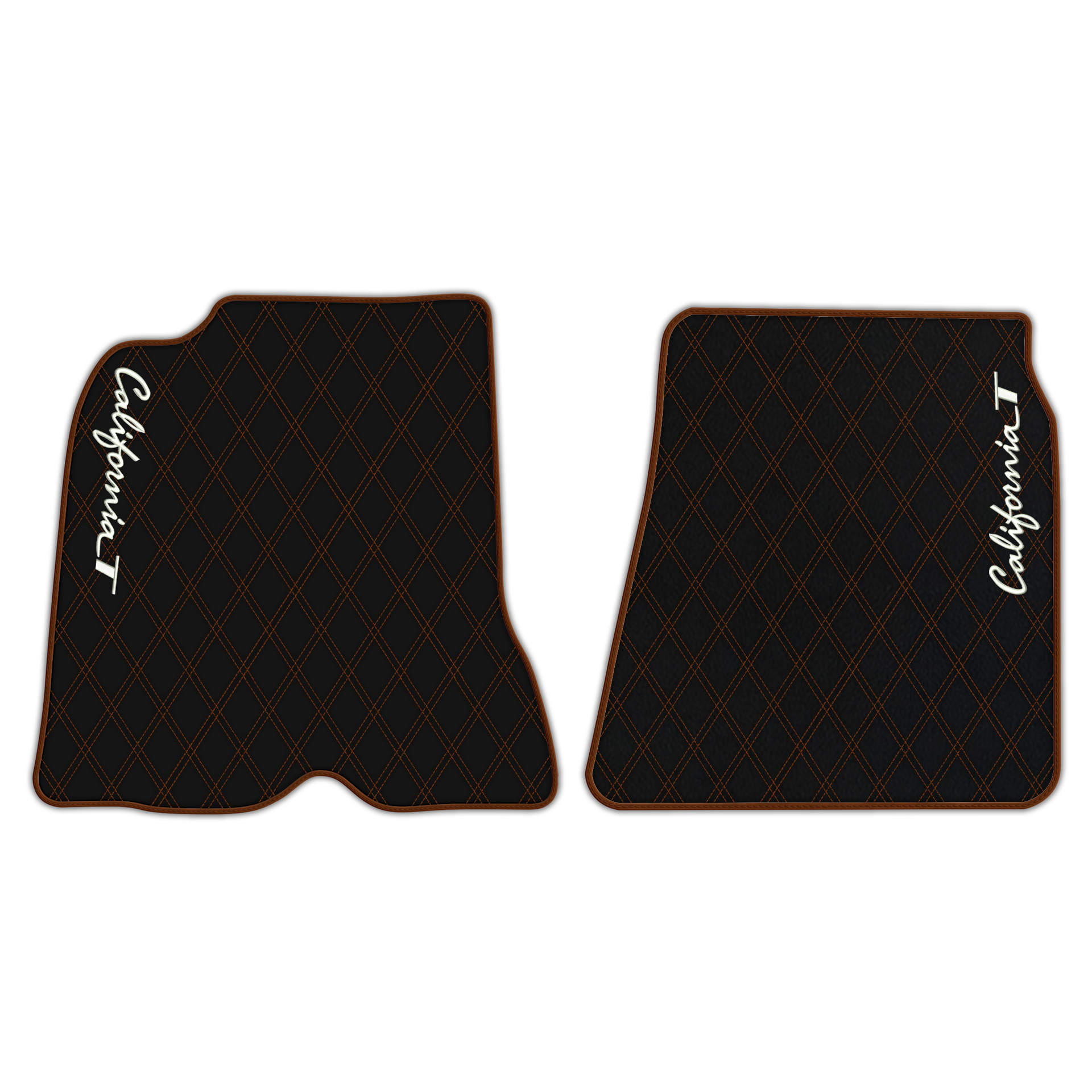 Black Leather Floor Mats for Ferrari California T (2015-2018) with Double Diamond Pattern | Full Set Option - AutoWin