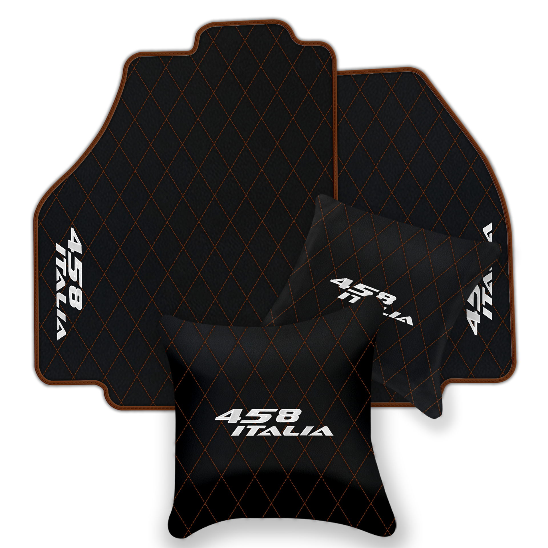 Premium Black Leather Floor Mats for Ferrari 458 Spider (2012-2015)