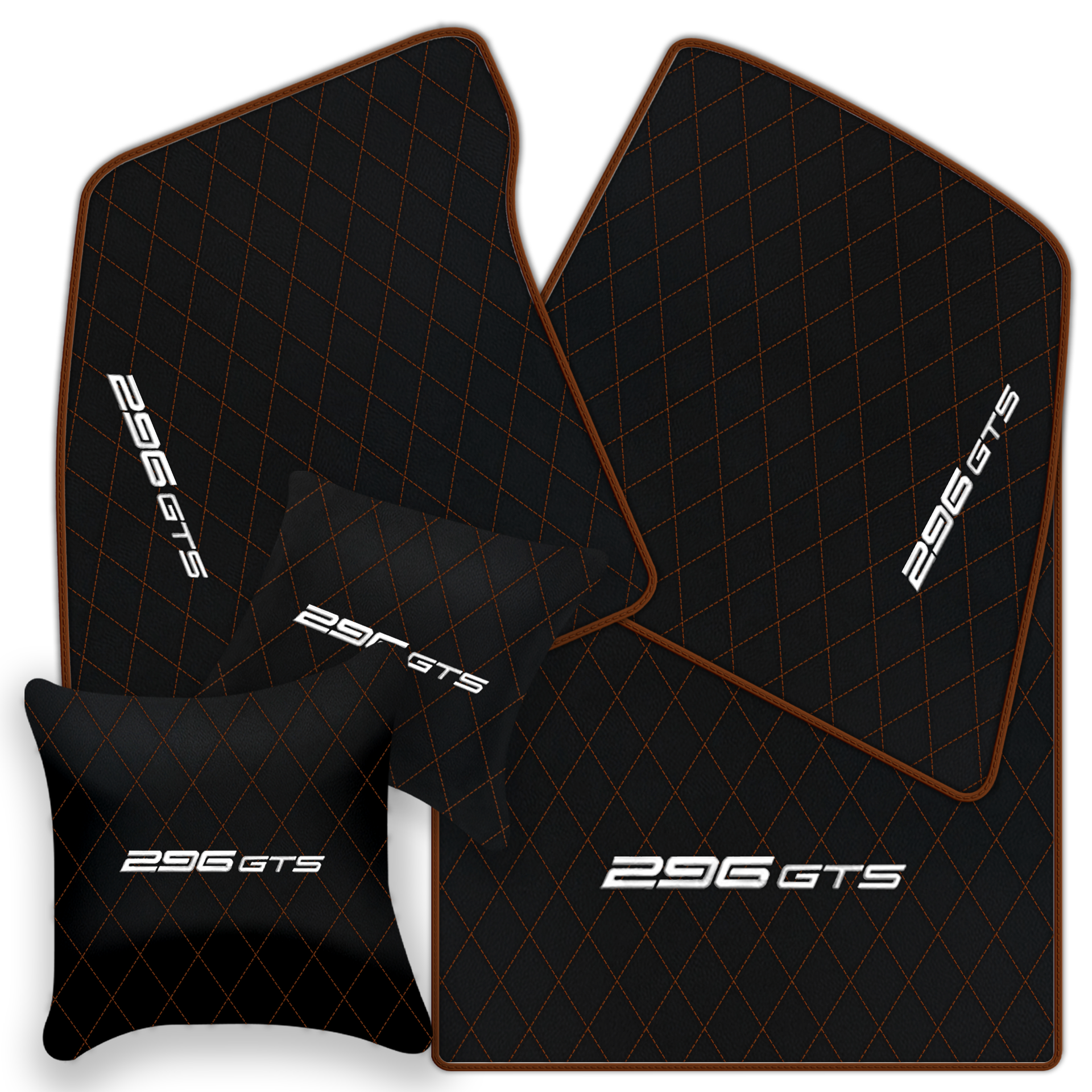 Ferrari 296 GTB Black Leather Floor Mats | Stylish & Durable