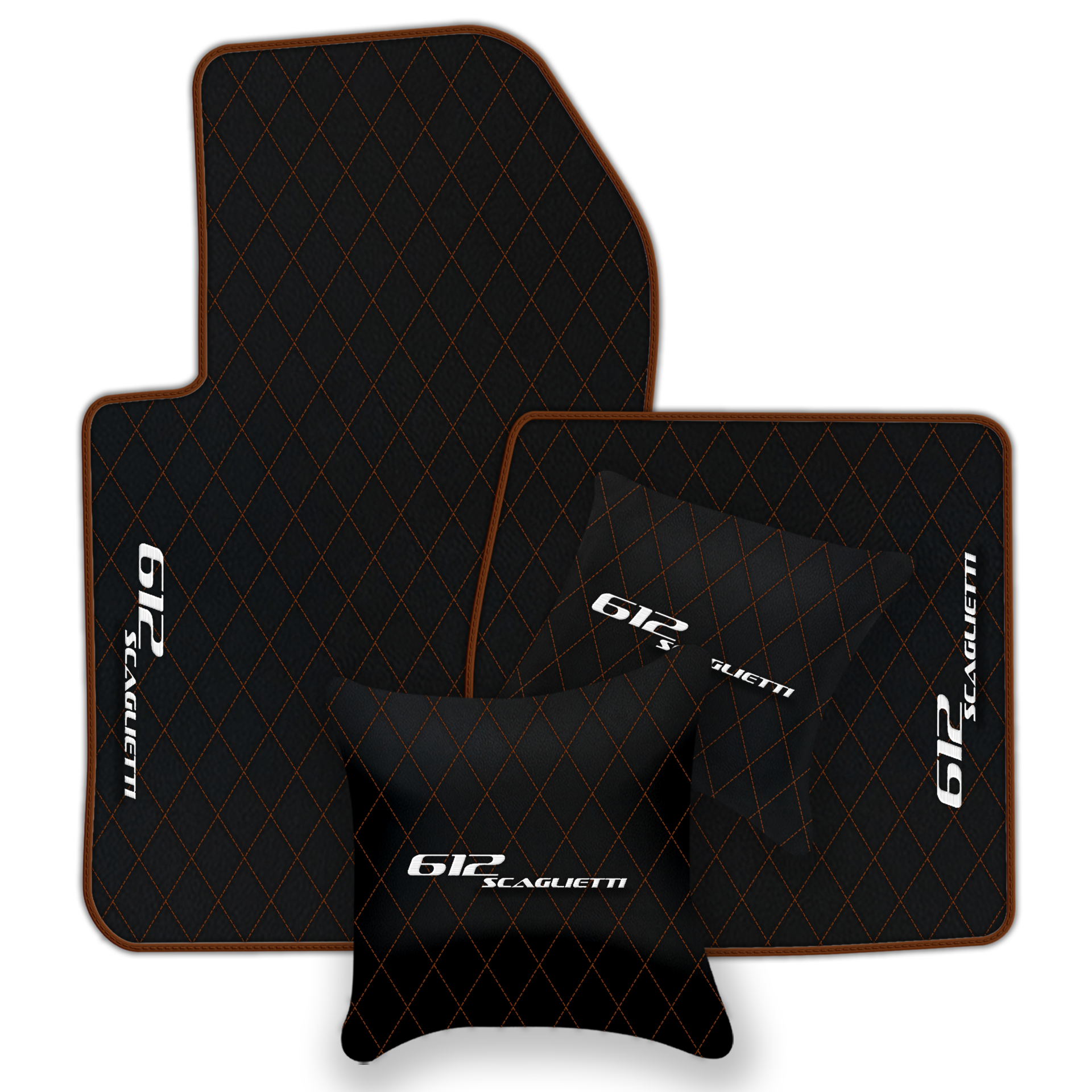 Luxury Black Leather Floor Mats for Ferrari 612 Scaglietti (2005-2011)