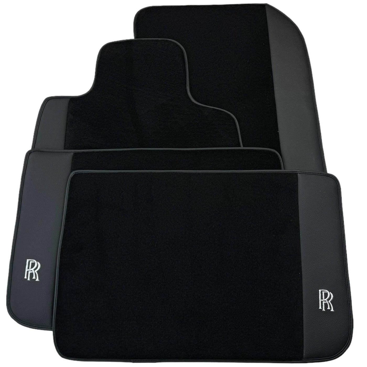 Black Floor Mats for Rolls Royce Cullinan with Black Leather - AutoWin