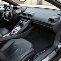 Custom Black Floor Mats for Lamborghini Huracan STO With Carbon Fiber Leather