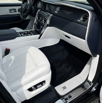 Black Floor Mats for Rolls Royce Cullinan (2018–2025) with Gray Leather Borders