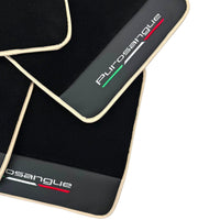 Black Floor Mats for Ferrari Purosangue with Leather and Beige Trim | Italian Edition - AutoWin