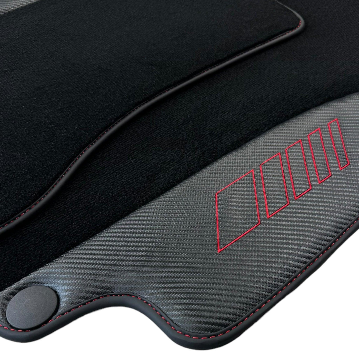 Black Floor Mats for Mercedes Benz C-Class W205 Sedan with Carbon Fiber | AutoWin Edition - AutoWin