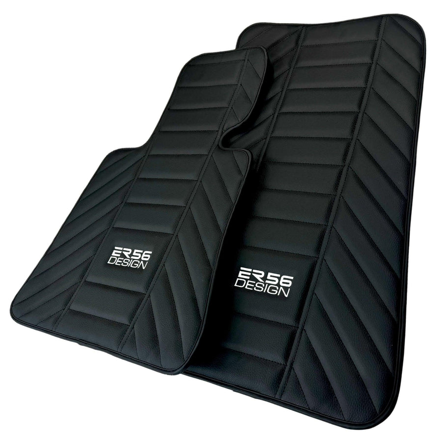 Black Leather Floor Mats for Rolls Royce Phantom VIII (2017-2024) ER56 Design - AutoWin