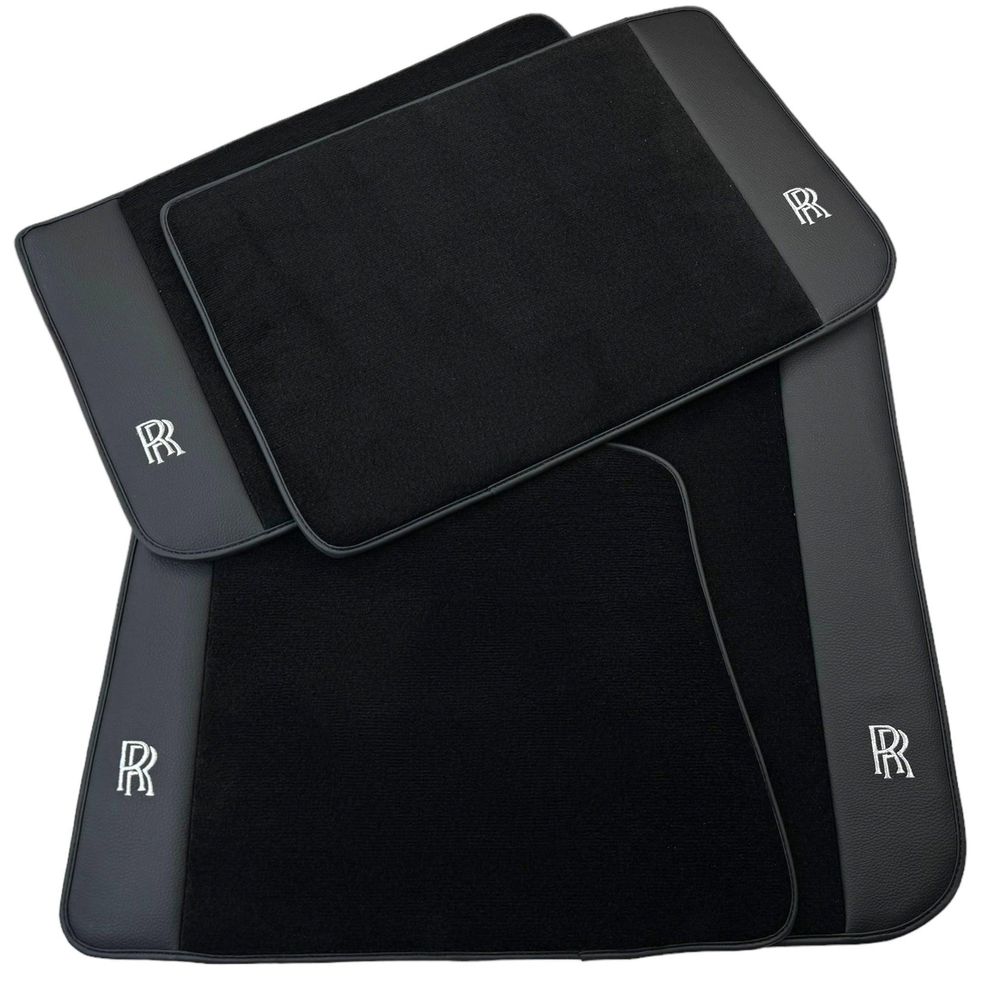 Black Floor Mats for Rolls Royce Dawn (2016-2023) with Black Leather - AutoWin