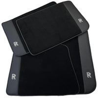 Black Floor Mats for Rolls Royce Phantom Drophead Coupe (2007-2016) with Black Leather - AutoWin