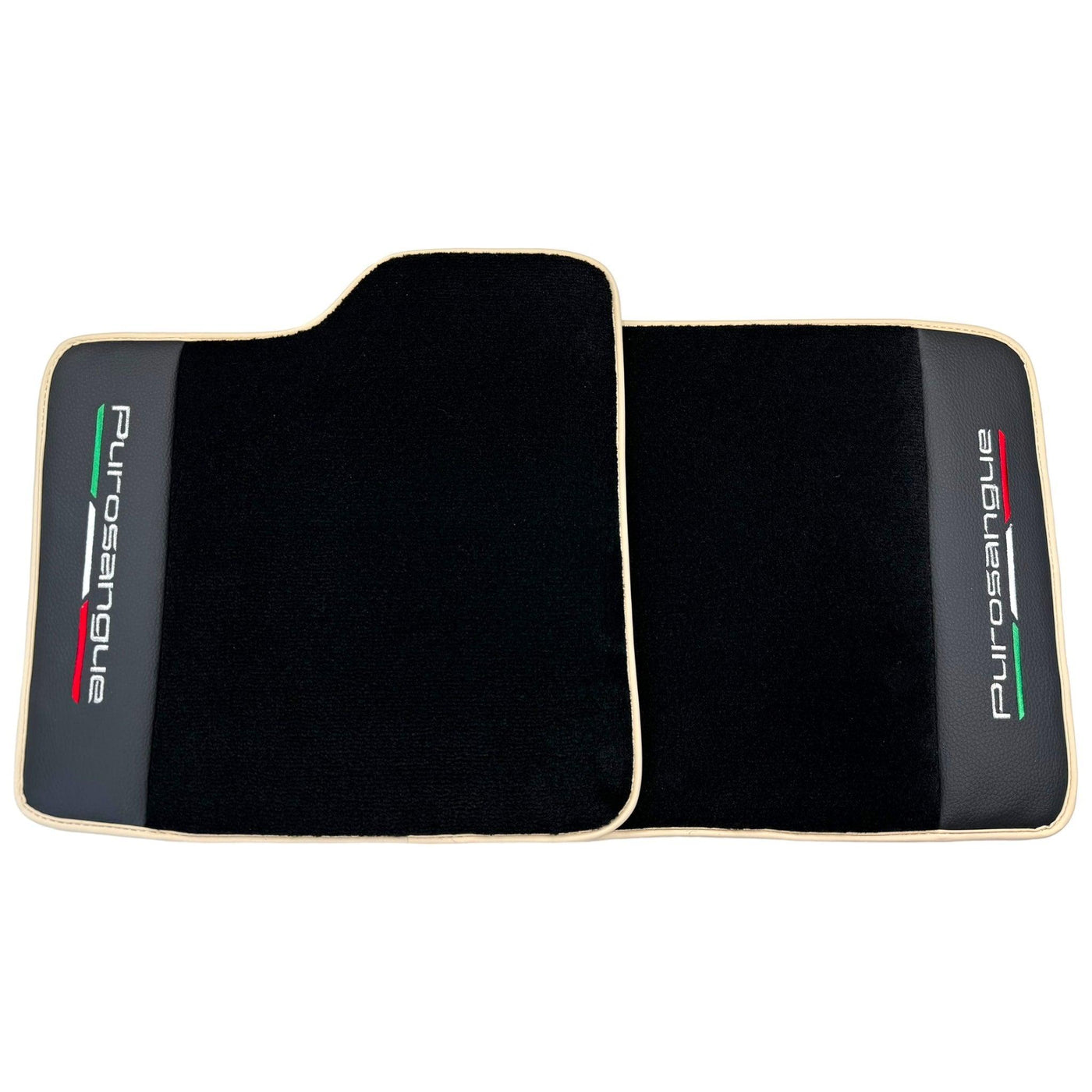 Black Floor Mats for Ferrari Purosangue with Leather and Beige Trim | Italian Edition - AutoWin