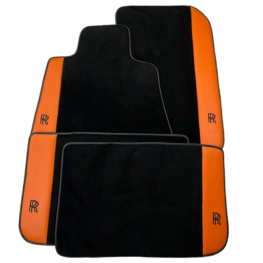 Floor Mats for Rolls Royce Shadow (1965-1977) with Orange Leather - AutoWin