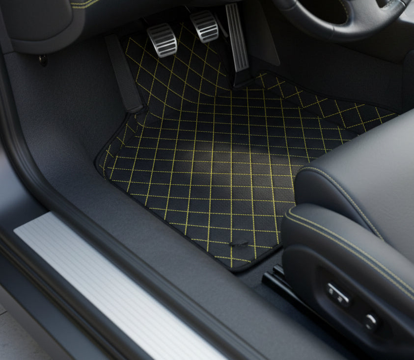 Customizable Leather Floor Mats with Square Pattern for Lamborghini Diablo (1990-2001) - AutoWin
