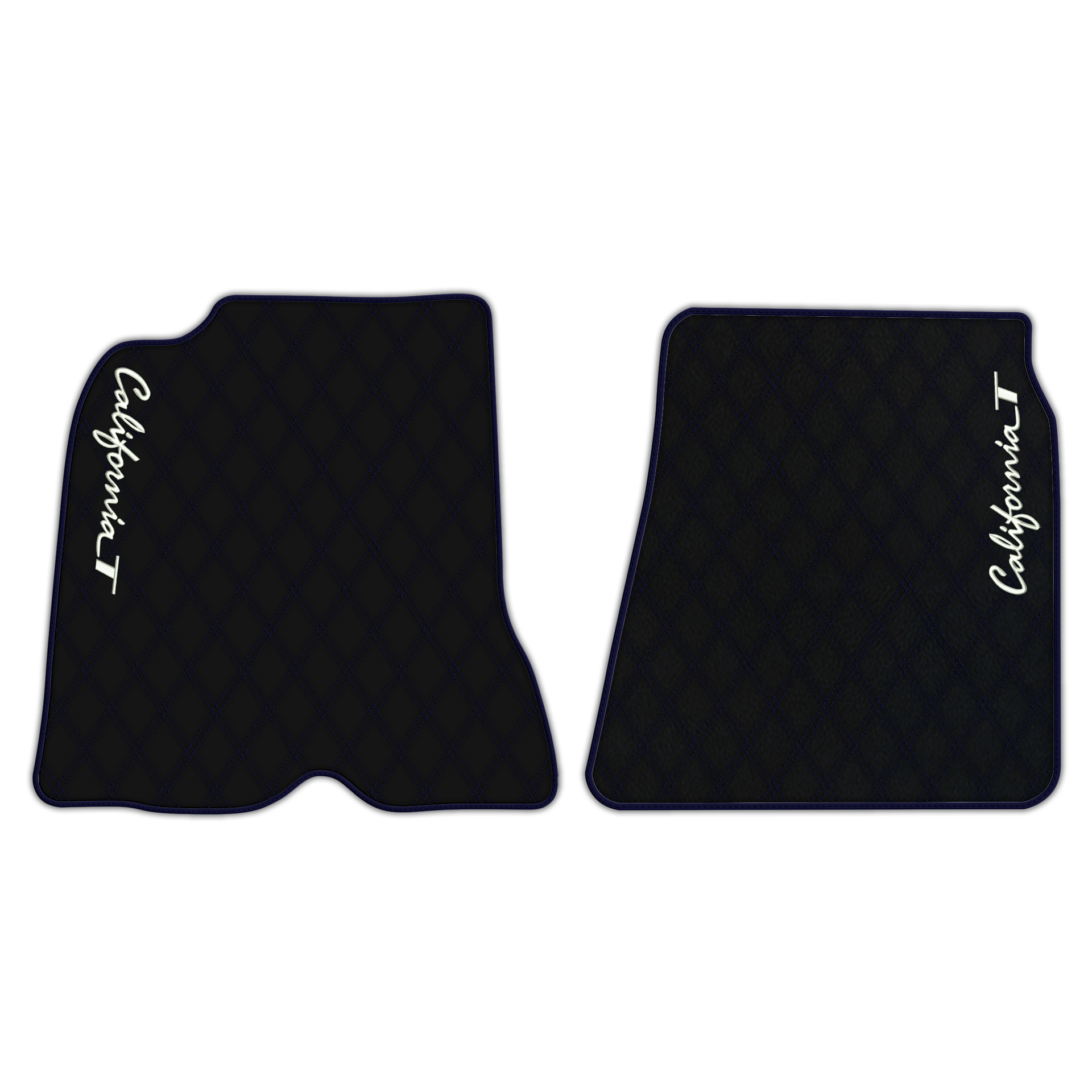 Black Leather Floor Mats for Ferrari California T (2015-2018) with Double Diamond Pattern | Full Set Option - AutoWin