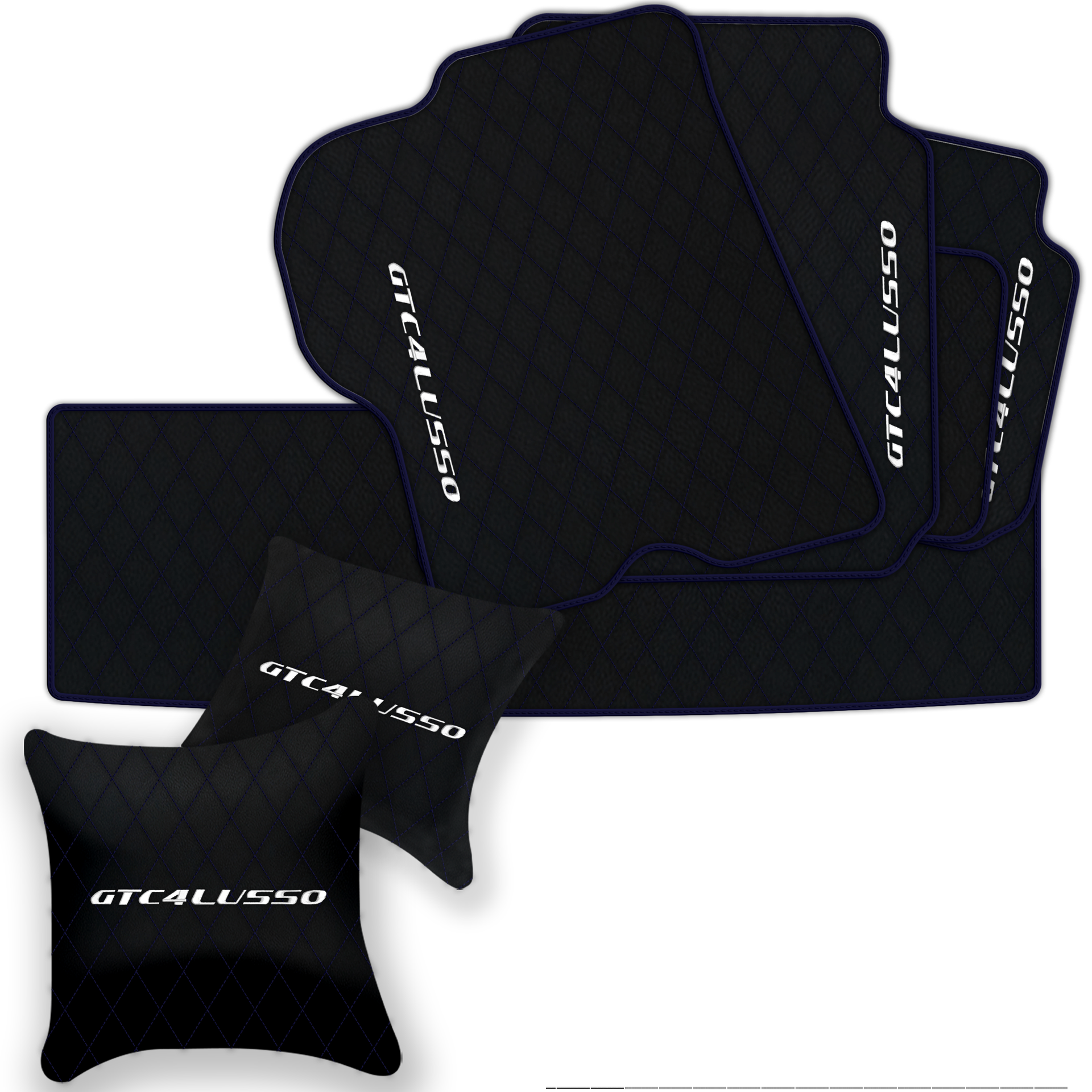 Luxury Black Leather Floor Mats for Ferrari Roma (2021-2024)