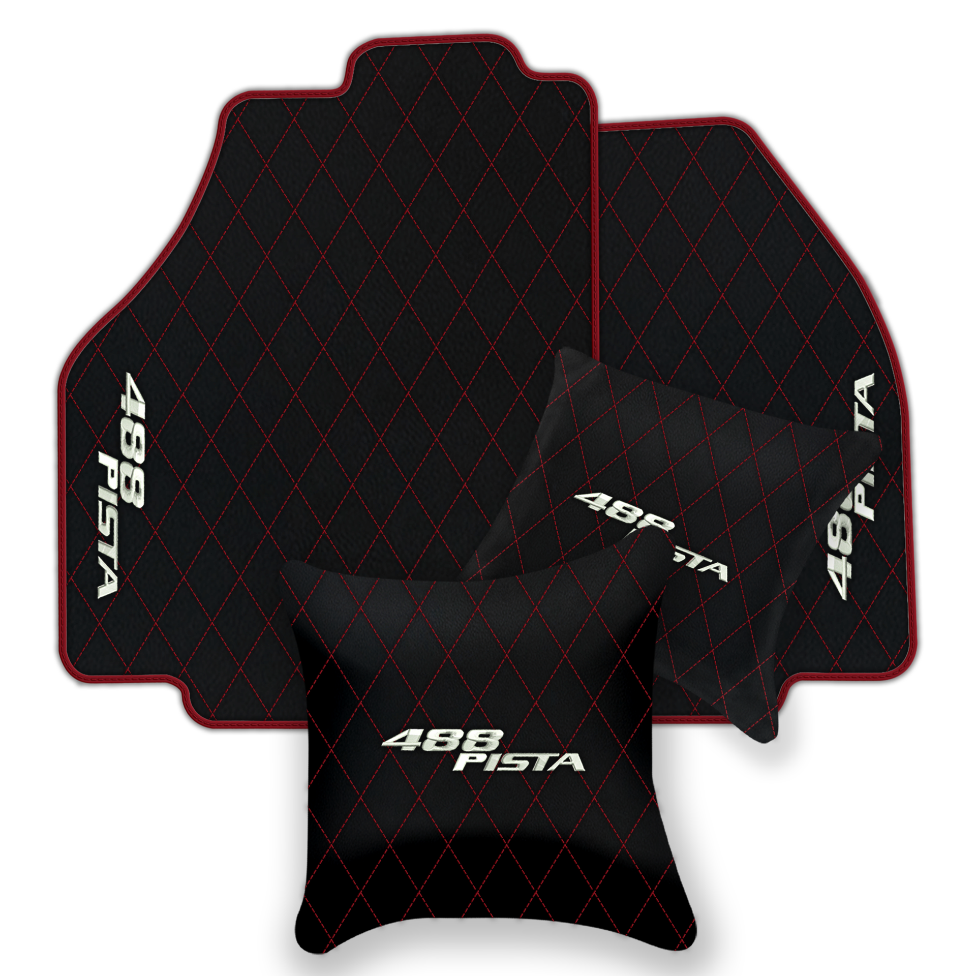 Luxury Black Leather Floor Mats for Ferrari 488 GTB (2016-2022)