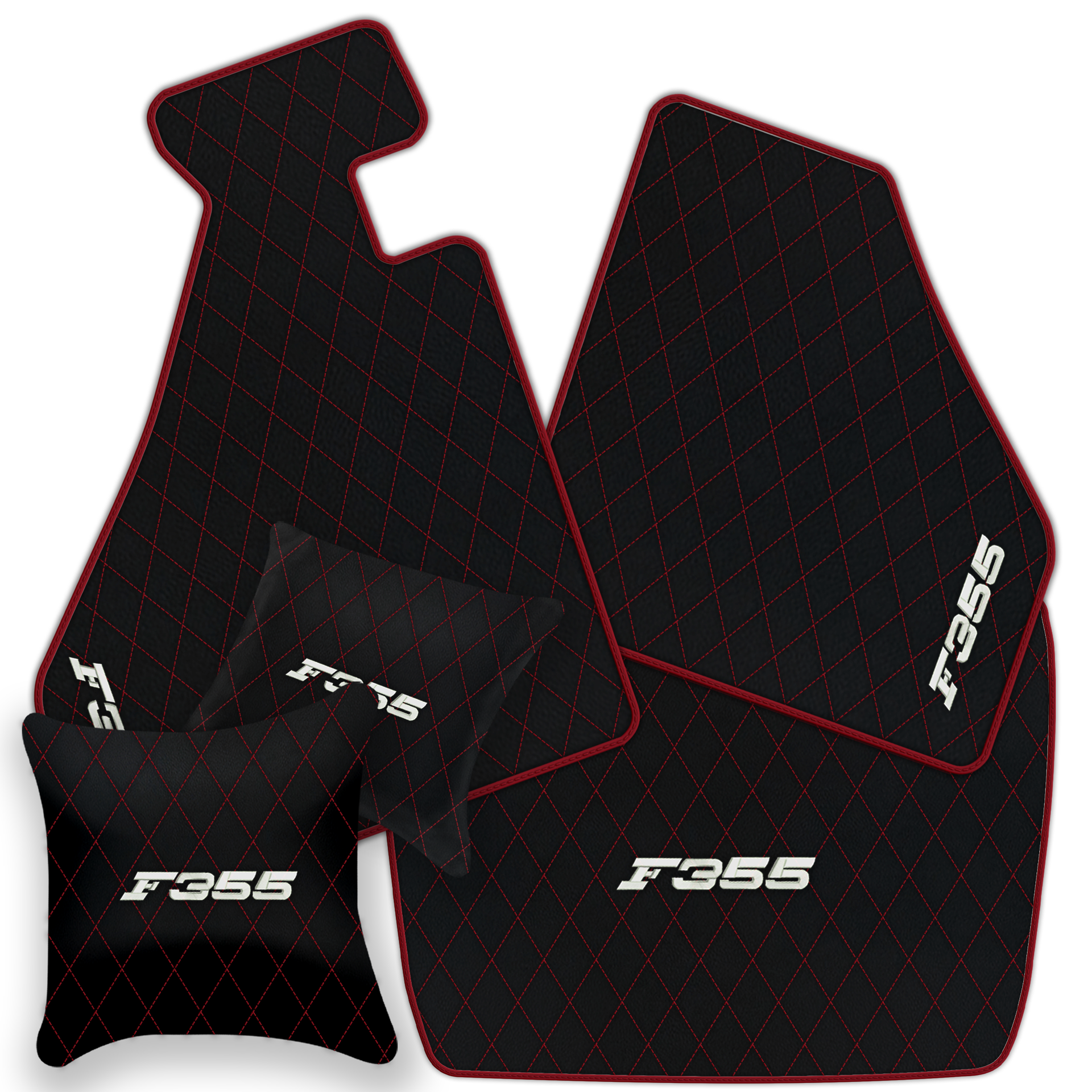 Luxury Black Leather Floor Mats for Ferrari 488 Spider (2016-2022)