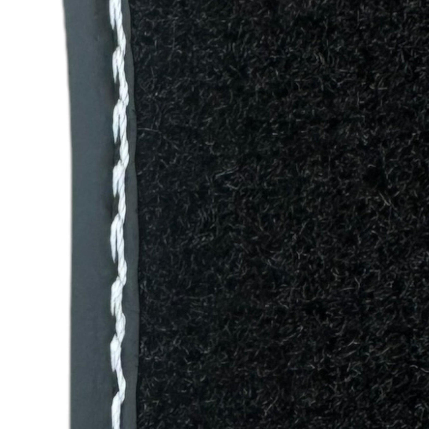 Black Leather Floor Mats for Rolls Royce Cullinan (2018-2023) with White Stitching - AutoWin