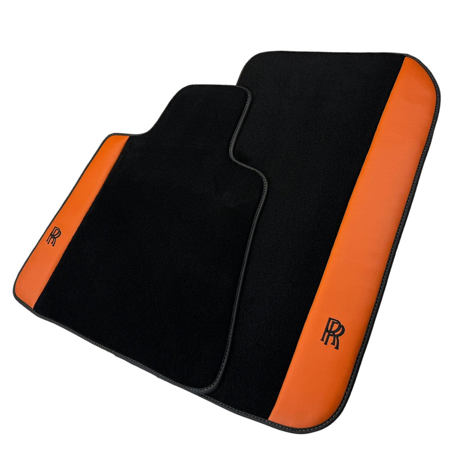 Floor Mats for Rolls Royce Phantom Sedan (2003-2016) with Orange Leather - AutoWin