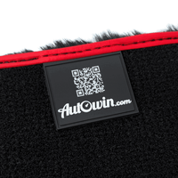 Black Sheepskin Floor Mats for Rolls Royce Cullinan (2018-2025) with Red Leather