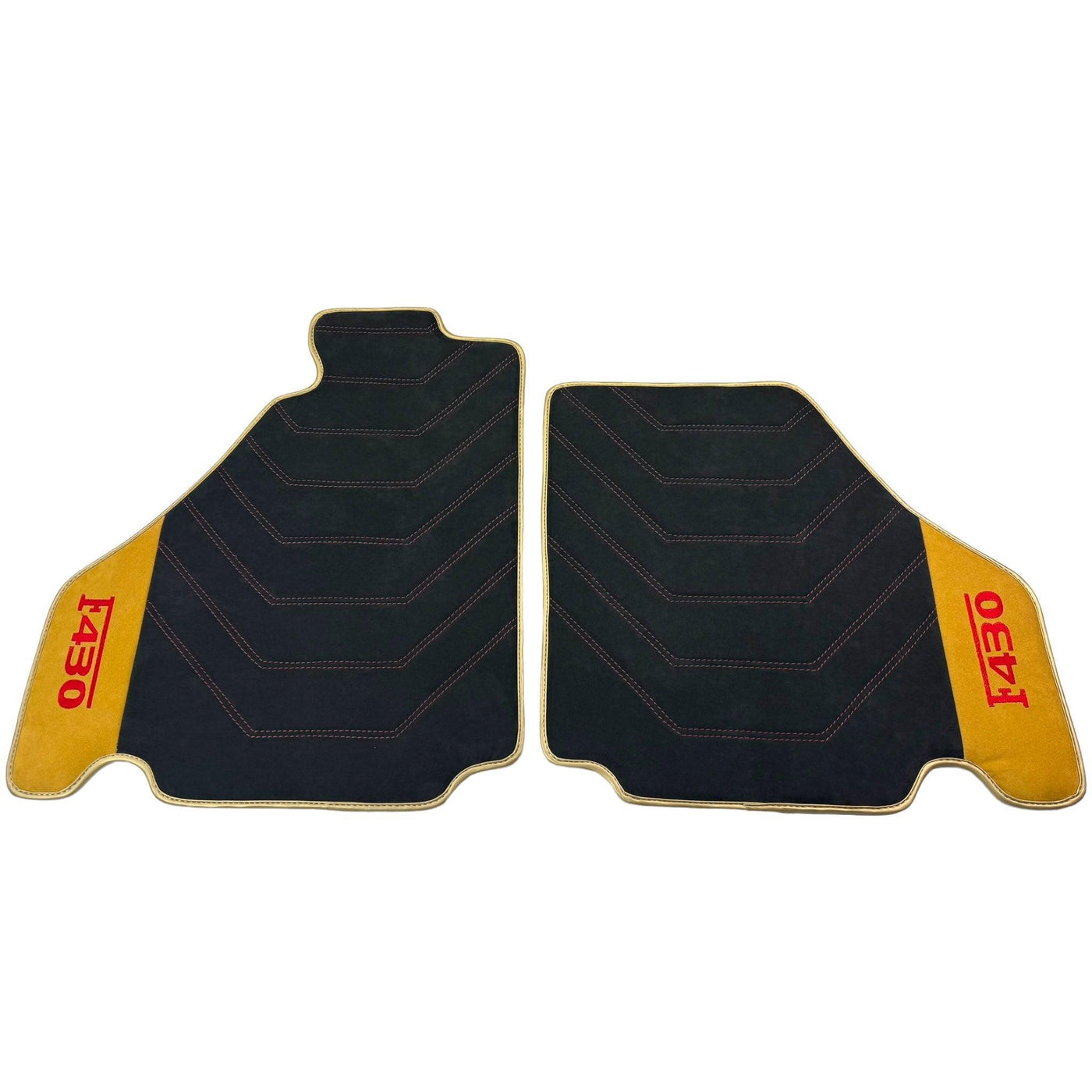 Black Alcantara Floor Mats for Ferrari F430 (2004-2009) - Red Sewing - AutoWin