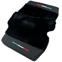 Black Sheepskin Floor Mats for Ferrari Roma (2021-2024) with Leather - AutoWin