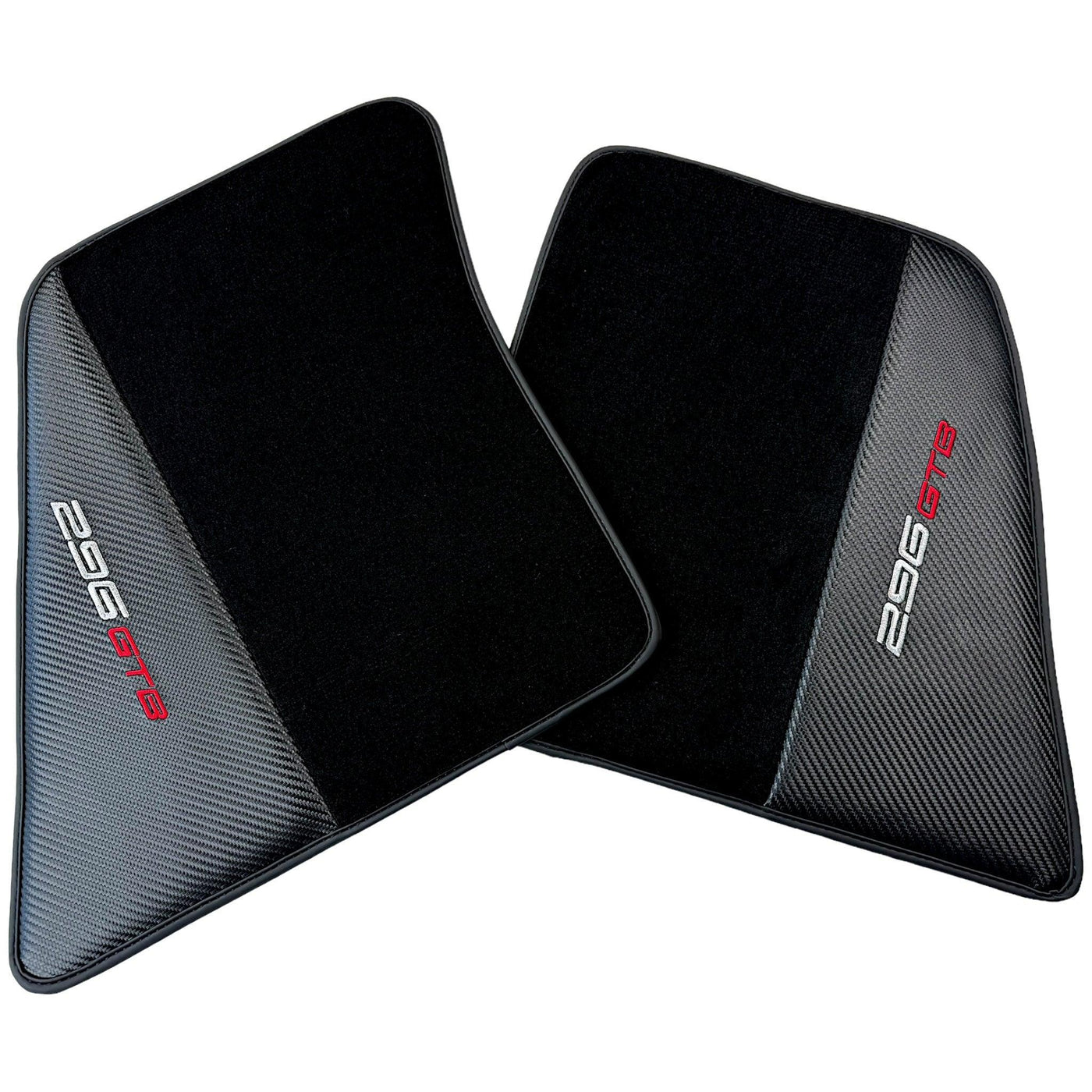 Black Floor Mats for Ferrari 296 GTB (2022-2024) with Carbon Fiber - AutoWin