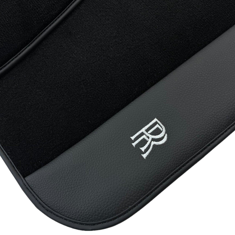 Black Floor Mats for Rolls Royce Phantom Drophead Coupe (2007-2016) with Black Leather - AutoWin
