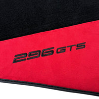 Black Floor Mats for Ferrari 296 GTS (2022-2024) with Red Alcantara Leather - AutoWin