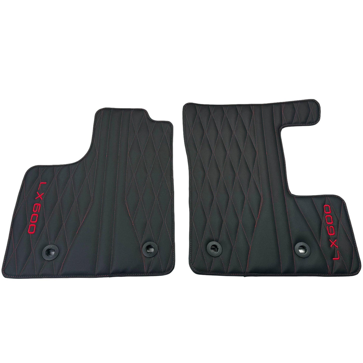 Leather Floor Mats for Lexus LX 600 (2022-2024) with Red Stitching - AutoWin