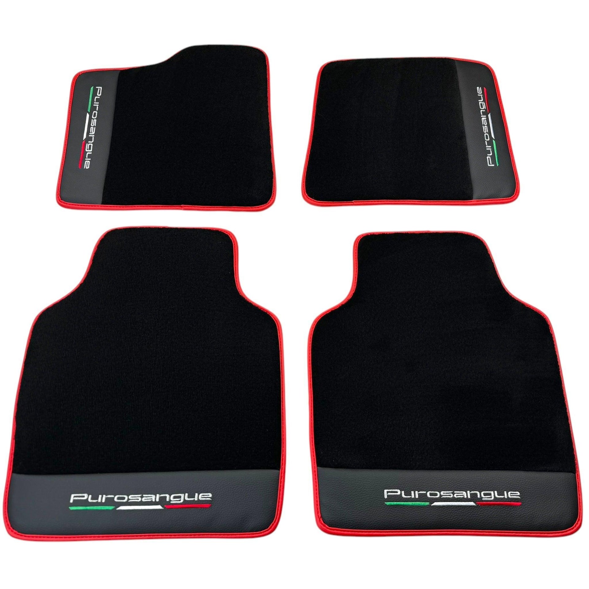 Black Floor Mats for Ferrari Purosangue with Leather and Red Trim | Italian Edition - AutoWin