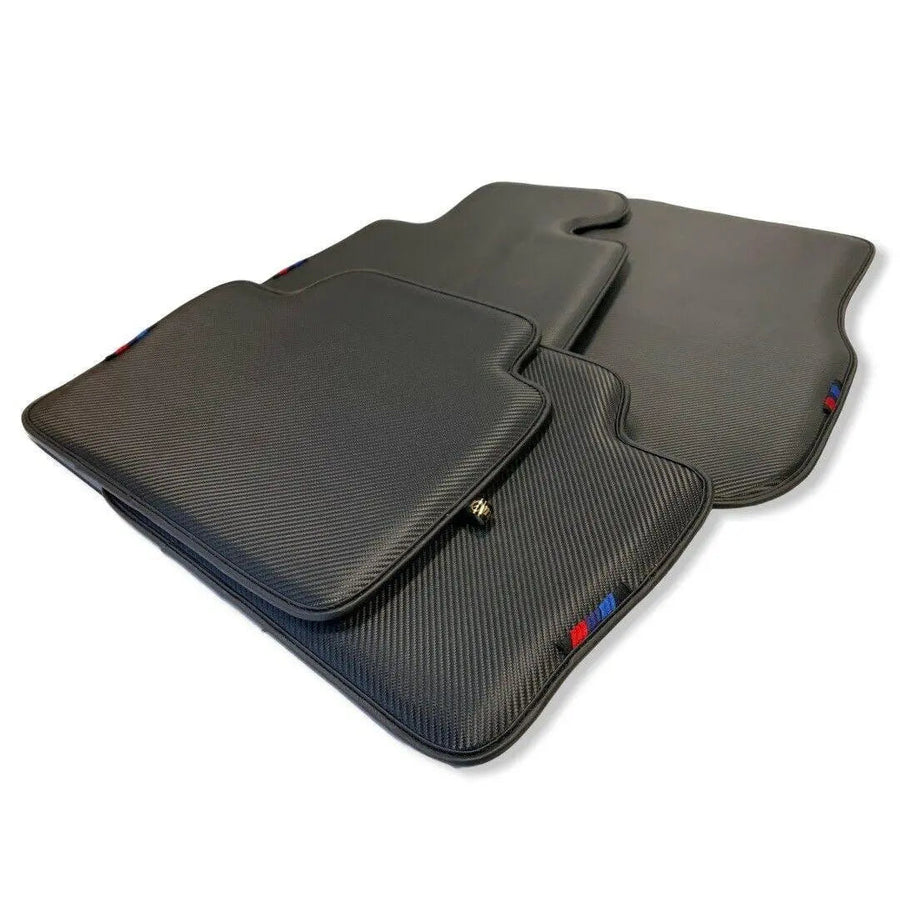 Floor Mats For BMW M5 G90 (2023-2026) Sedan Autowin Brand Carbon Fiber Leather - AutoWin
